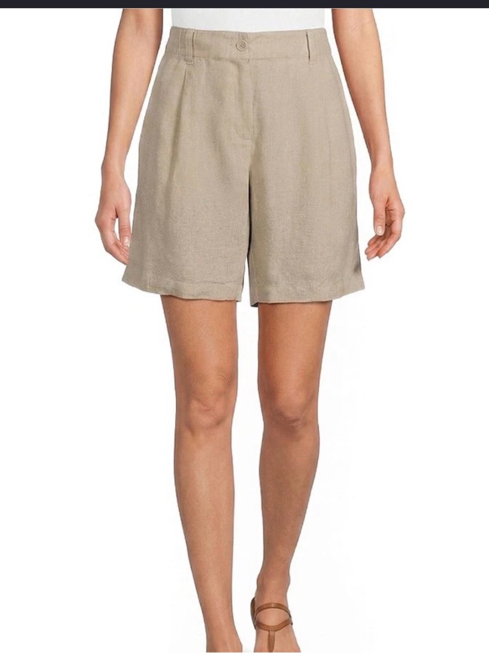 Eileen Fisher Rolled Hem Bermuda Shorts in Khaki